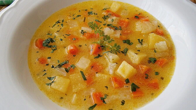 Vegetable soup in bowl