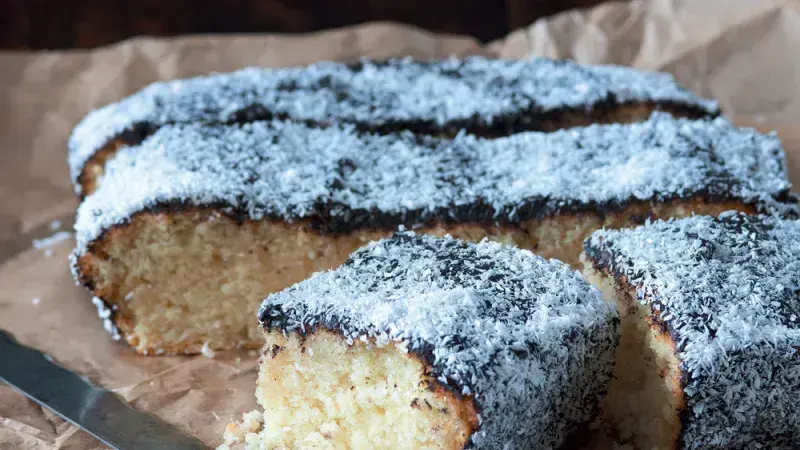 Coconut kefir cake slices