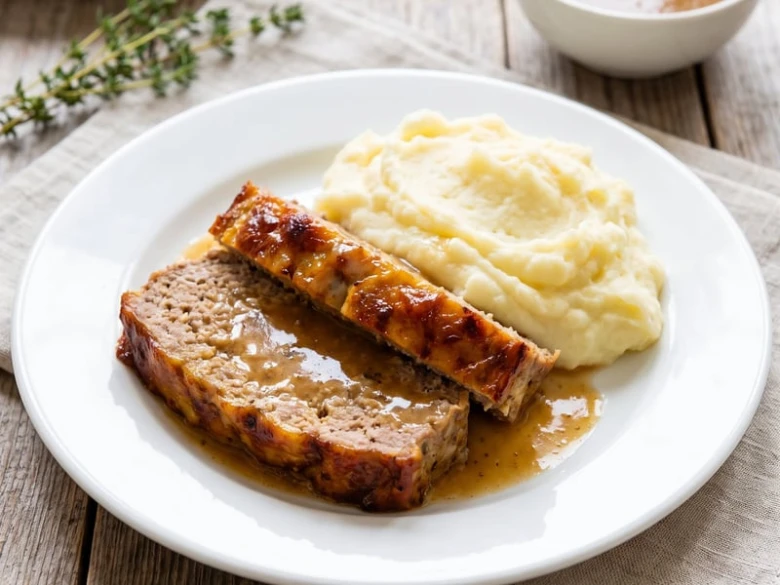 Meatloaf with mashed potatoes