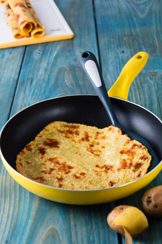 Potato pancakes in pan
