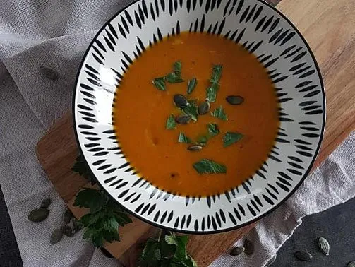 Pumpkin soup in bowl