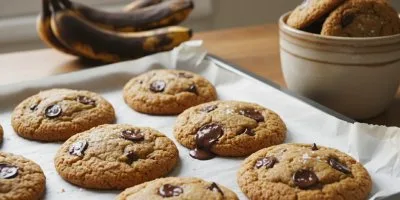 Banana cookies on tray