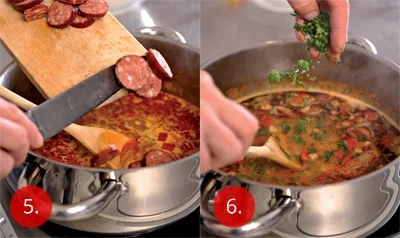 Cooking beans in pot