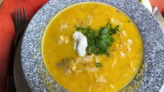 Dršťková soup with garnish