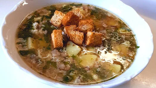 Garlic soup with croutons